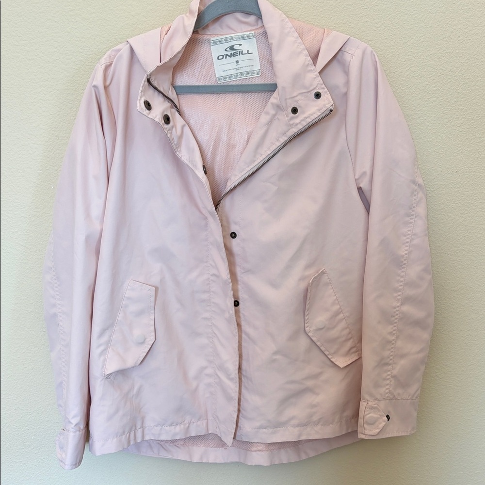 O'Neill Baby Pink Hooded Bomber Rain Jacket Windbreaker